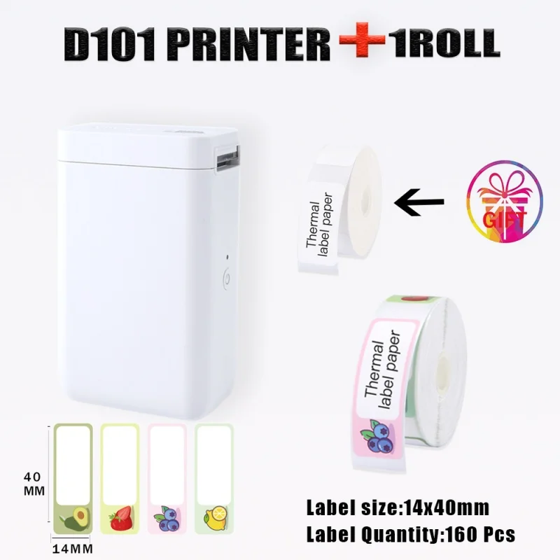 Lightweight & Tiny Niimbot D101 Thermal Label Printer Suitable for More Styles of Label Paper Supports Variety of Sizes & Colors