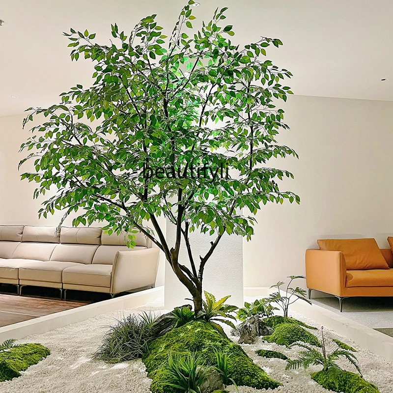 Simulated banyan tree green plant landscape ornament merchant hotel large plant indoor and outdoor window decoration fake tree