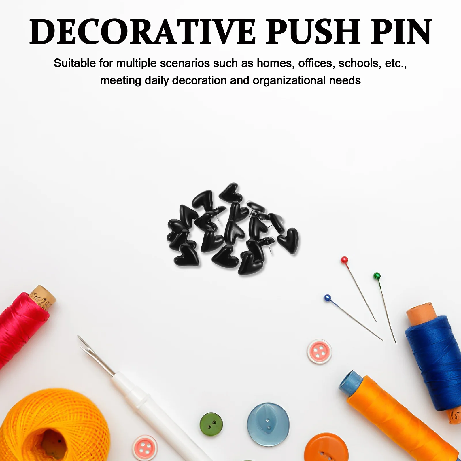 30 قطعة دبابيس ضغط على شكل قلب مزخرفة باللون الأسود غير منتظمة لنشرة لوحة الفلين عرض الحائط منظمة المدرسة المكتبية