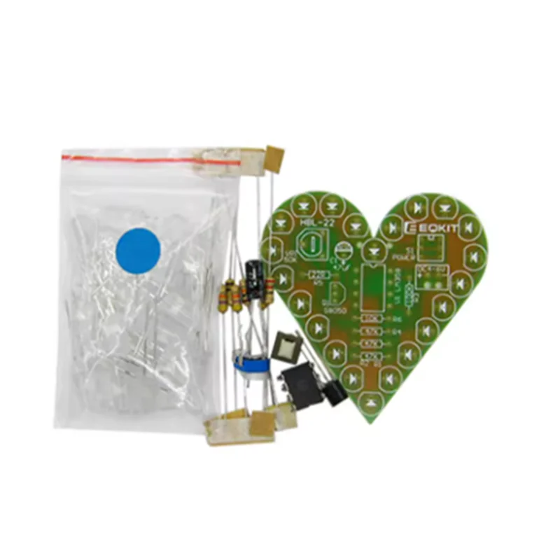 Heart Shape LED Flashing Light DIY Kit with PCB DC 4-6V 4 Color Available for Soldering Kit DIY Electronic Kit
