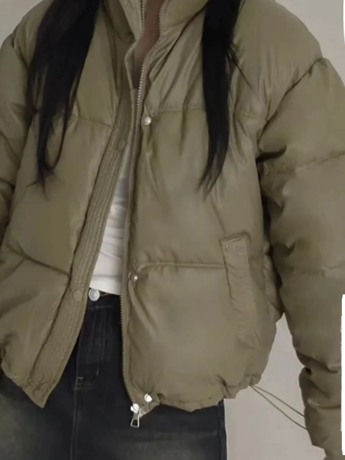 

Женская хлопковая куртка 2024, новинка зимы ort Faion, воротник-стойка, теплая верхняя одежда, корейская свободная посадка на молнии