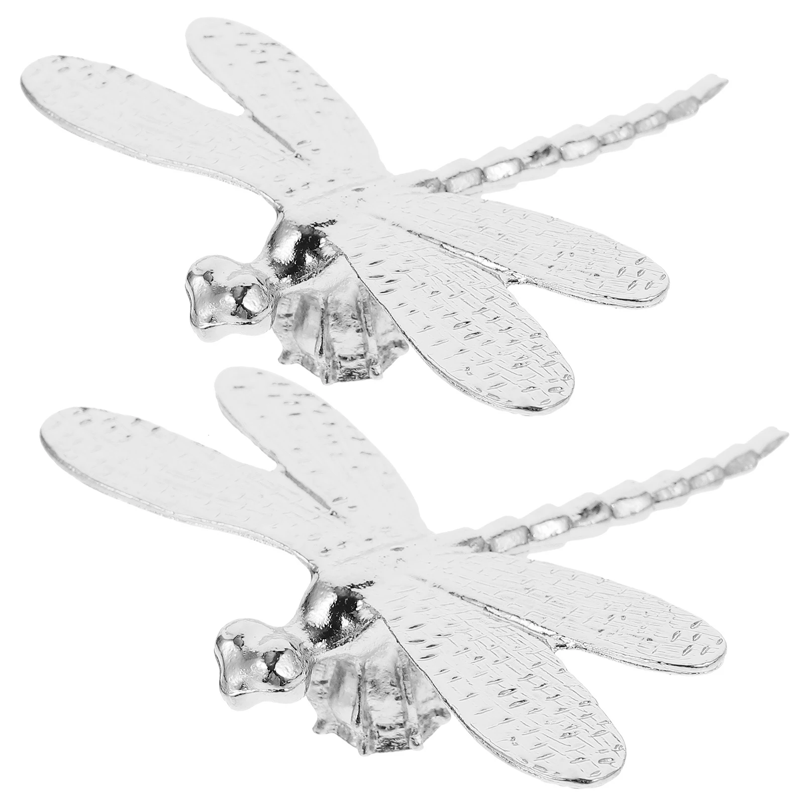 

2pcs Detachable Dragonfly Decoration Alloy Figurine Silver Home Living Room Entryway Ornament Stylish Appearance