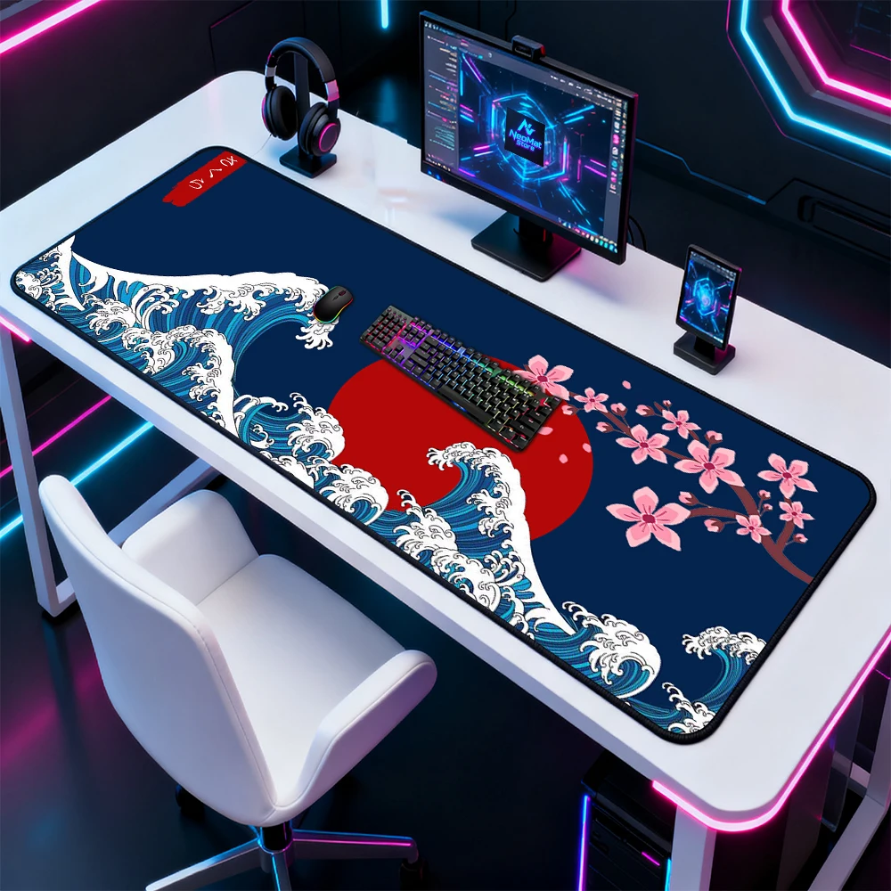 Sakura Desk Pad Extended 140x60cm Giant Gaming Nonslip Rubber Base Pc Accessories Durable Comfortable Workstation Study Desk Mat