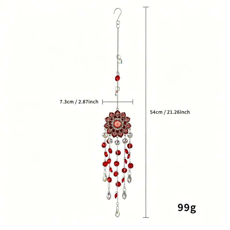 Mandala Flower Gemstone Sun Catcher With Colorful Glass Prisms For Window Garden Home Decor Bohemian Style Hanging Ornament