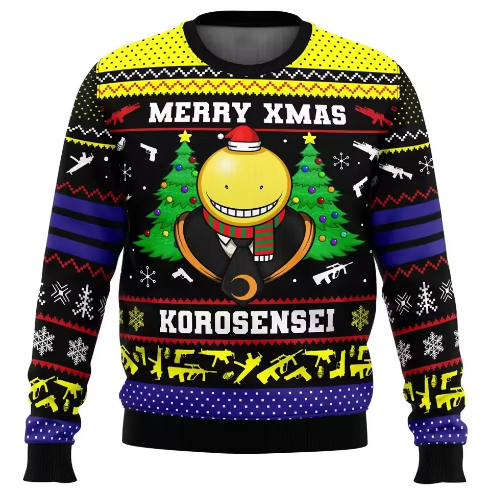 Assassination Classroom KOro-sensei parody Christmas sweater Printing 2025 Autumn/Winter Casual Home Warm Sweatshirt