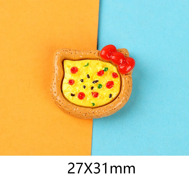 Mini piezas de resina Kawaii para manualidades, dibujos animados, Pizza, comida falsa, álbum de recortes, adorno, accesorios artesanales, cabujón