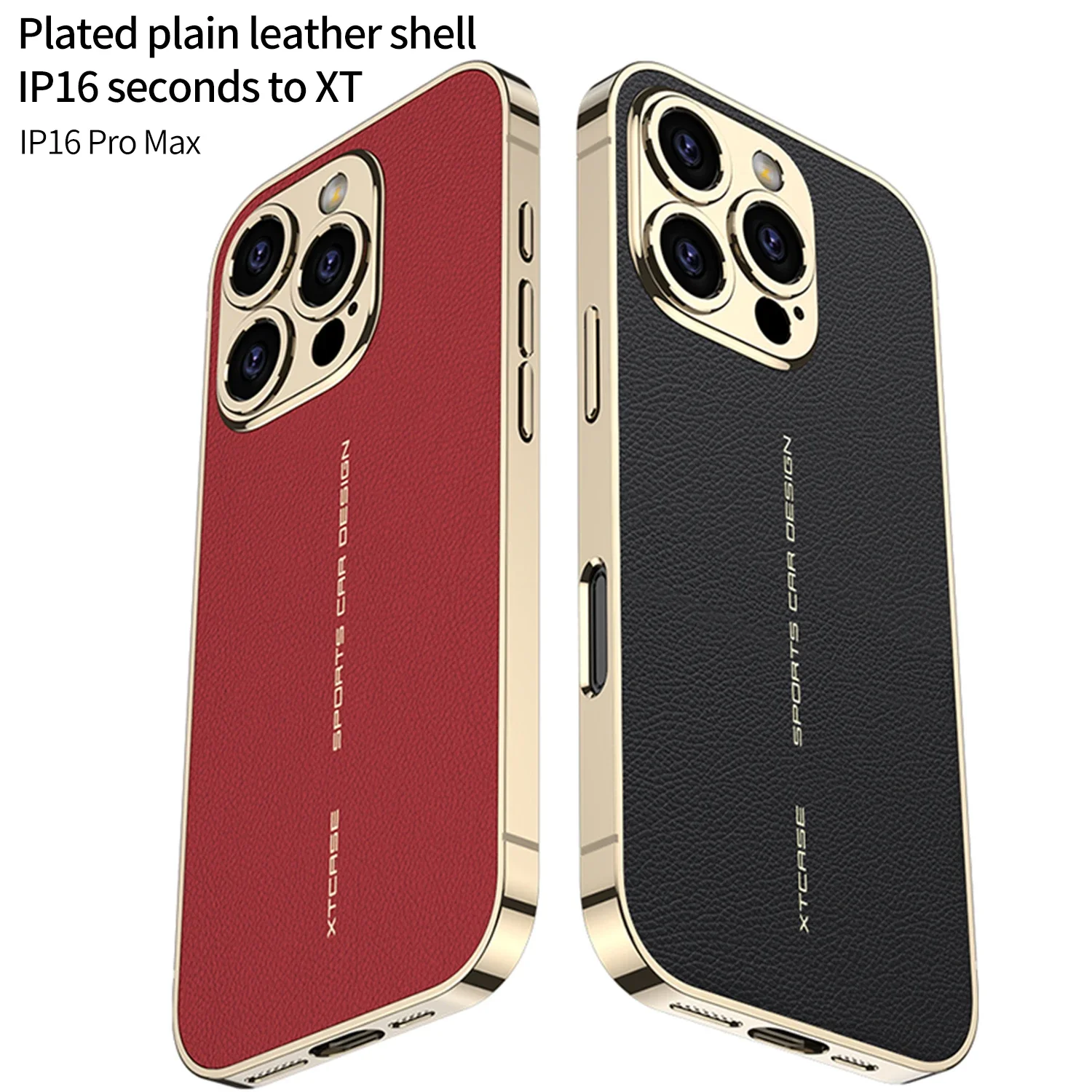 

Luxury Plating Frame Leather Case For IPhone 16 Pro Max Ultra-thin Camera Protective Plastic Hard Cover for IPhone 16 Plus Case