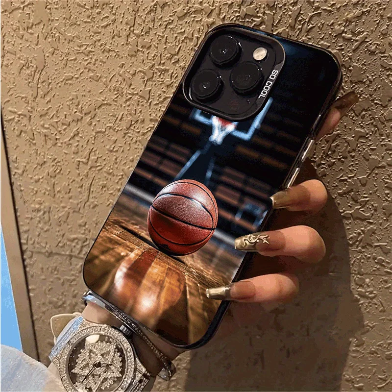 

Basketball pattern phone case for iPhone 16 15 14 13 12 11 Pro/ Max/Plus shock-proof rear cover anti-fingerprint