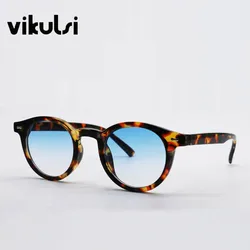 Vintage Rice Nail Round Sunglasses Men Women Brand Hawksbill Blue Shades Eyewear Female Brand Design Sun Glasses Men oculos