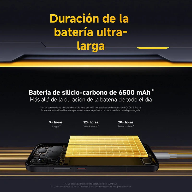 POCO X8 Pro 5G, NFC, Dimensity 8500-Ultra, 6.59 pulgadas,120 Hz, cámara de 50 MP, 6500 mAh, resistencia IP68 al polvo y al agua 5