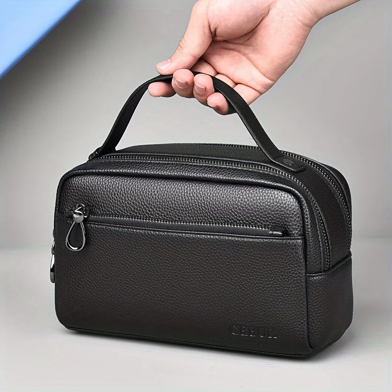 حقائب يد رجالية أنيقة خفيفة الوزن بلون موحد، حقائب كاجوال محمولة بسحاب للتنقل اليومي، والسفر في الهواء الطلق #1