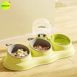 3-in-1 Non-Slip Cat Bowl Automatic Water Dispenser Pet Cats Food Feeding Double Bowl Water Drinking Dish Bowls for Cats