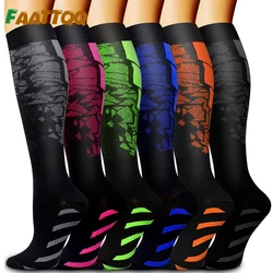 Calcetines altos de compresión para hombre y mujer, medias deportivas para correr, ciclismo, fútbol, Fitness, venas varicosas, 15-20mmhg, 1 par