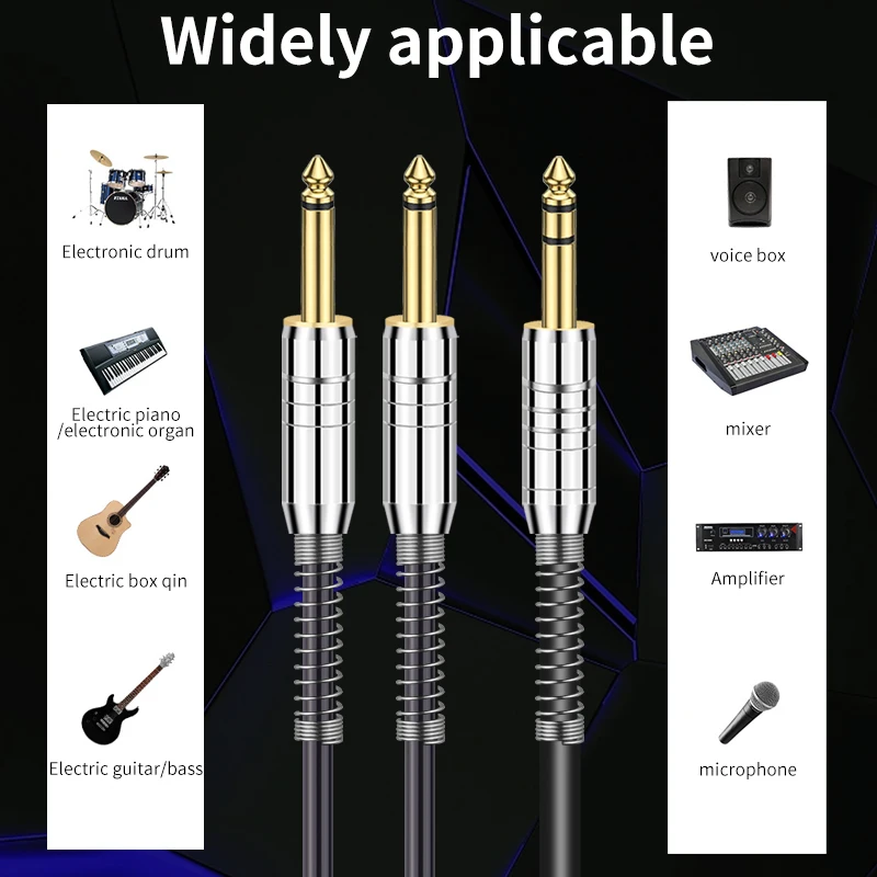 RUZUO 6.5mm to Double 6.5mm AudioCable Male to Male Aux Cable for MixerSpeaker Amplifier 6.5 to 6.5 TRS CableAudio