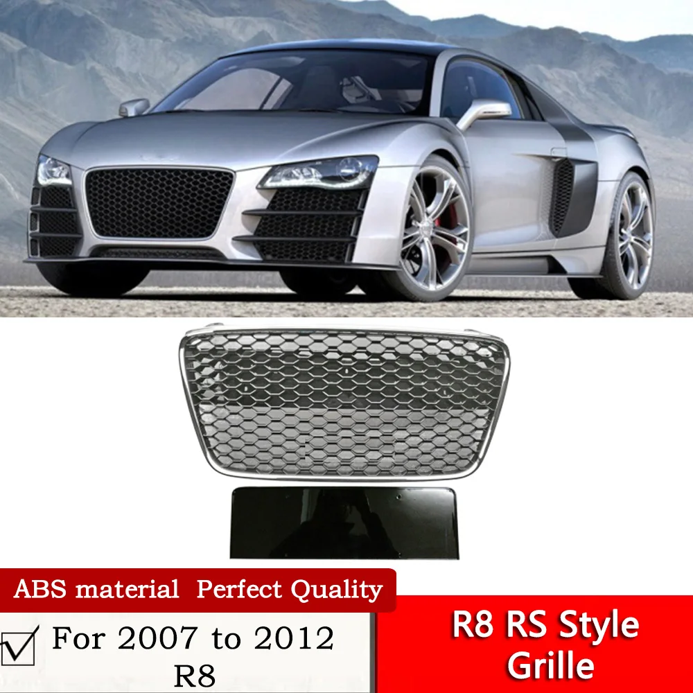 For 2008 to 2012 R8 Modification RS Honeycomb Style Grille kit ABS Material Quattro Verstion R8 Black Intake Grille Front Face