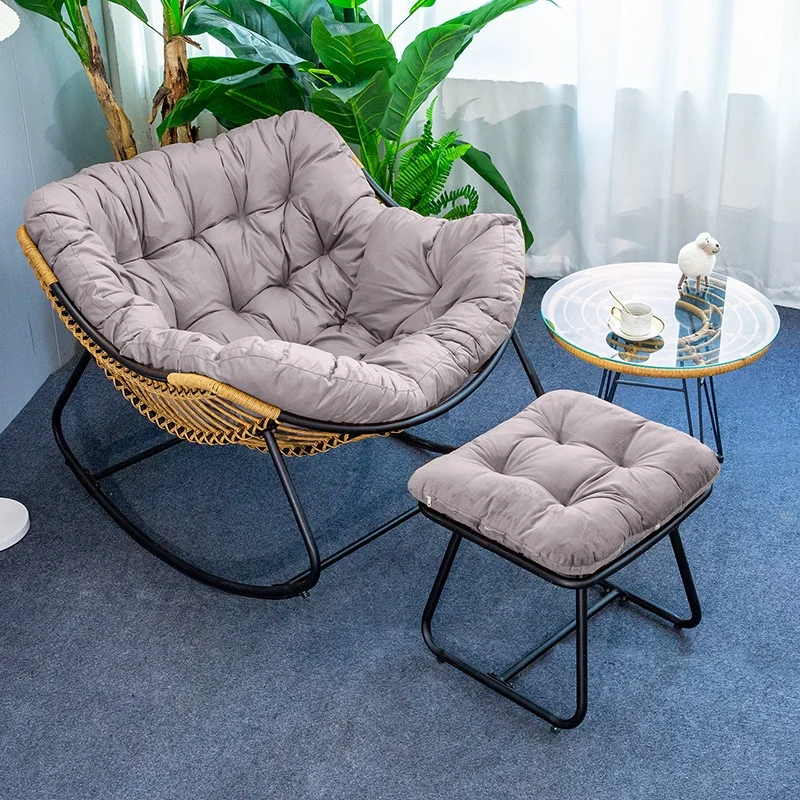 كرسي هزاز مريح كبير الحجم للترفيه وسادة من القماش الناعم لغرفة المعيشة والحديقة وغرفة النوم كرسي هزاز مزدوج كرسي #2