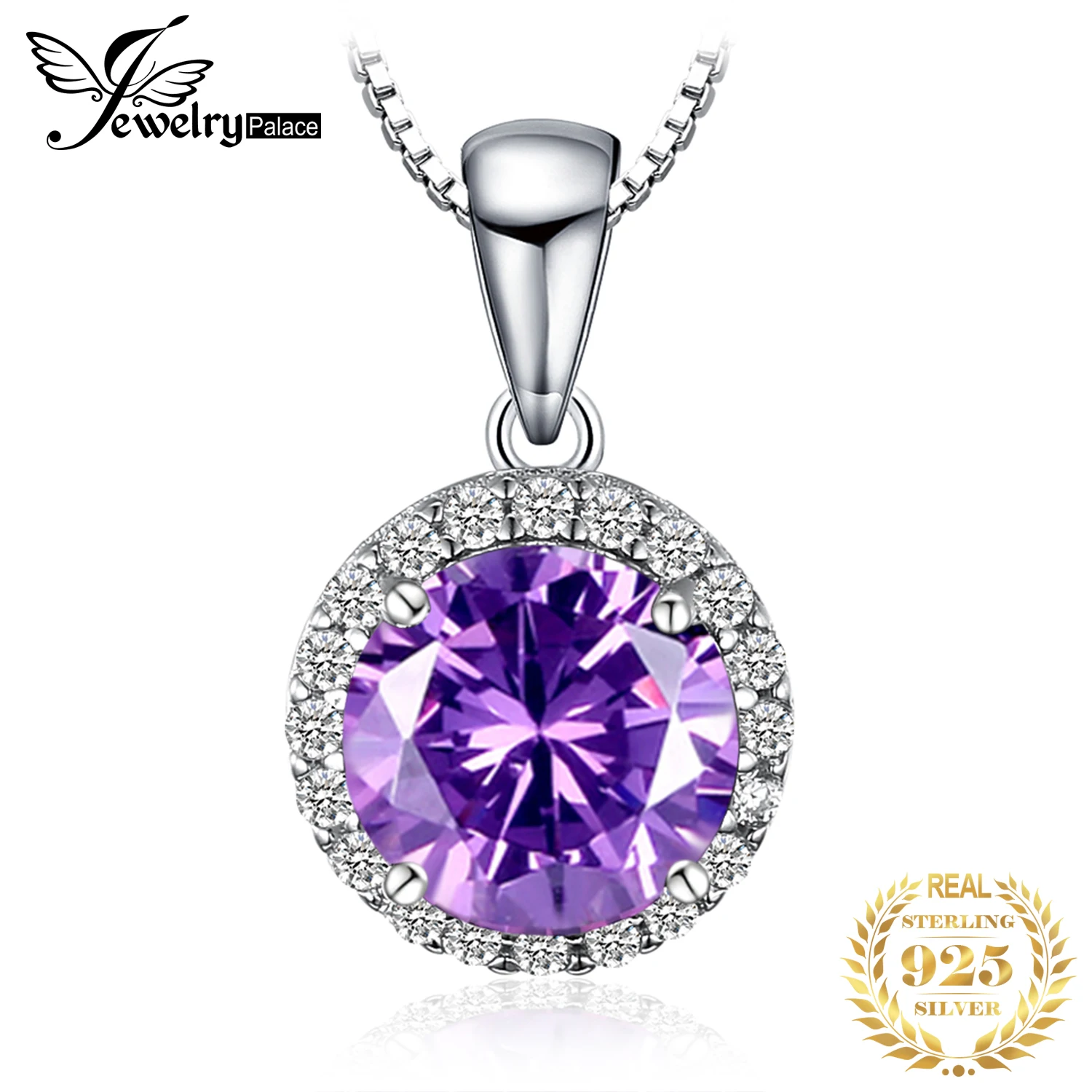 JewelryPalace 2.97ct Round Created Alexandrite Sapphire 925 Sterling Silver Pendant Necklace for Women Gemstone Choker No Chain