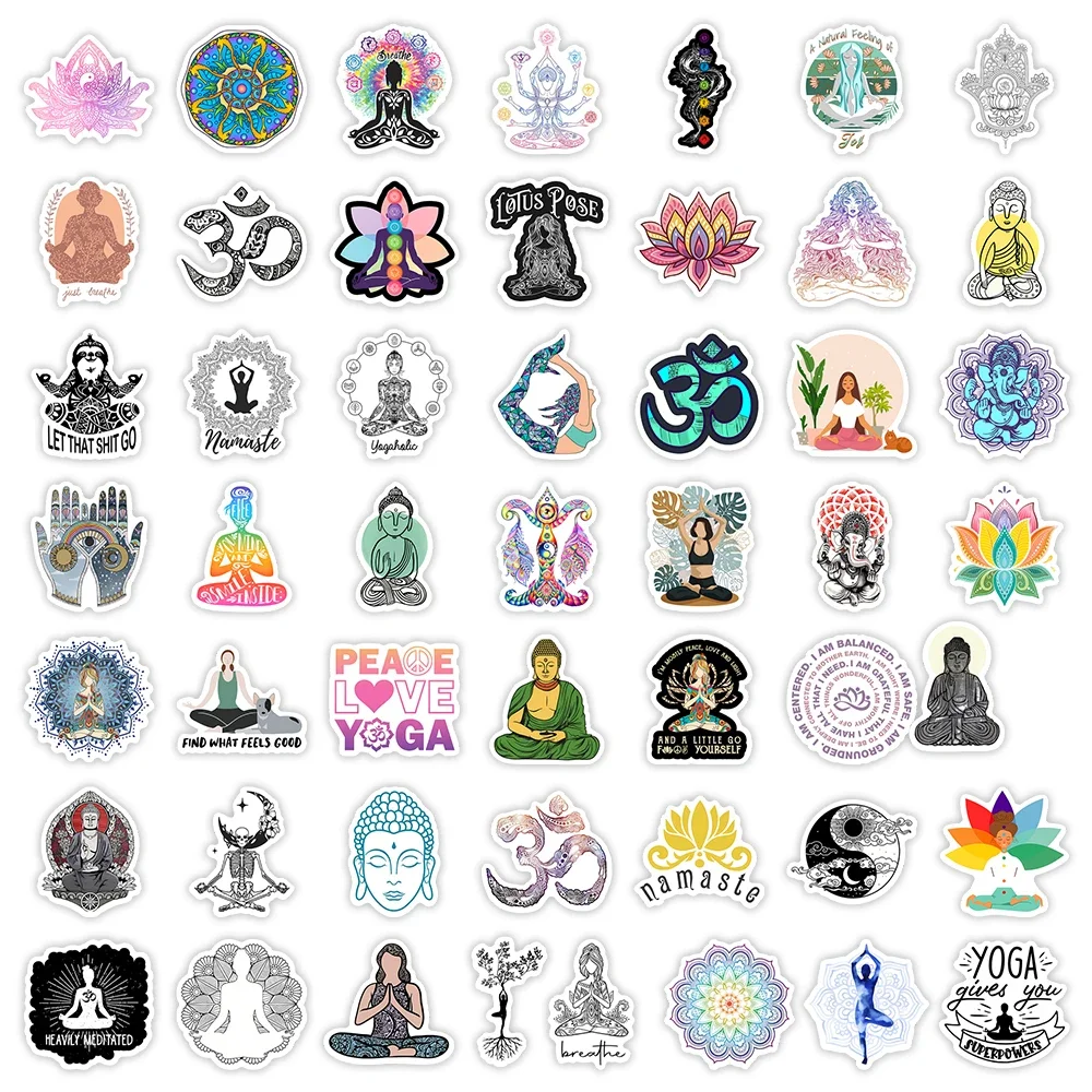 Yoga Meditation Stickers OM Buddha DIY Toy Gift Decorative Decal for Phone Luggage Laptop Bottles Scrapbook Waterproof