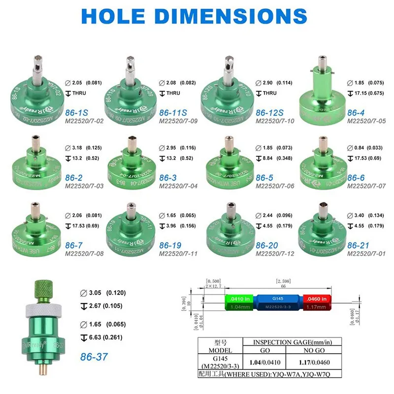 JRready-KIT de herramientas de prensado manual, herramientas de eliminación, serie YJQ-W7A MH860, M22520, 7 01, ST1049, trabajo con ST5142, M22520/7