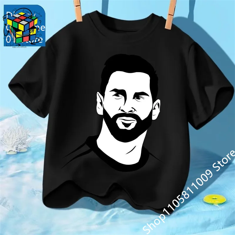 2026 Summer New Fashionable Children's Printed T-shirt Popular Football Star Messi Cool Boys and Girls Casual Short Sleeves
