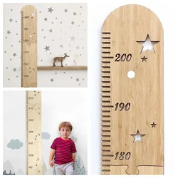 5 Sheets Nordic Wooden Kids Height Growth Chart Ruler Baby Children Height Gauge Room Decoration Wall Meter Measurement Stickers