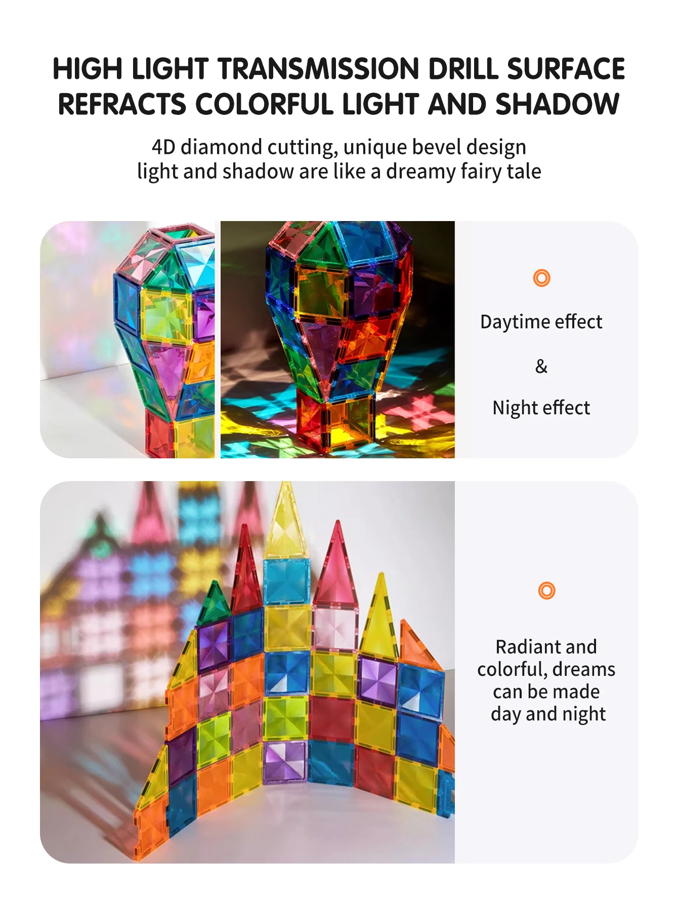 Kolorowy, półprzezroczysty zestaw arkuszy magnetycznych, wielopoziomowe gry, wyruszaj w podróż trójwymiarowego kreatywnego budowania