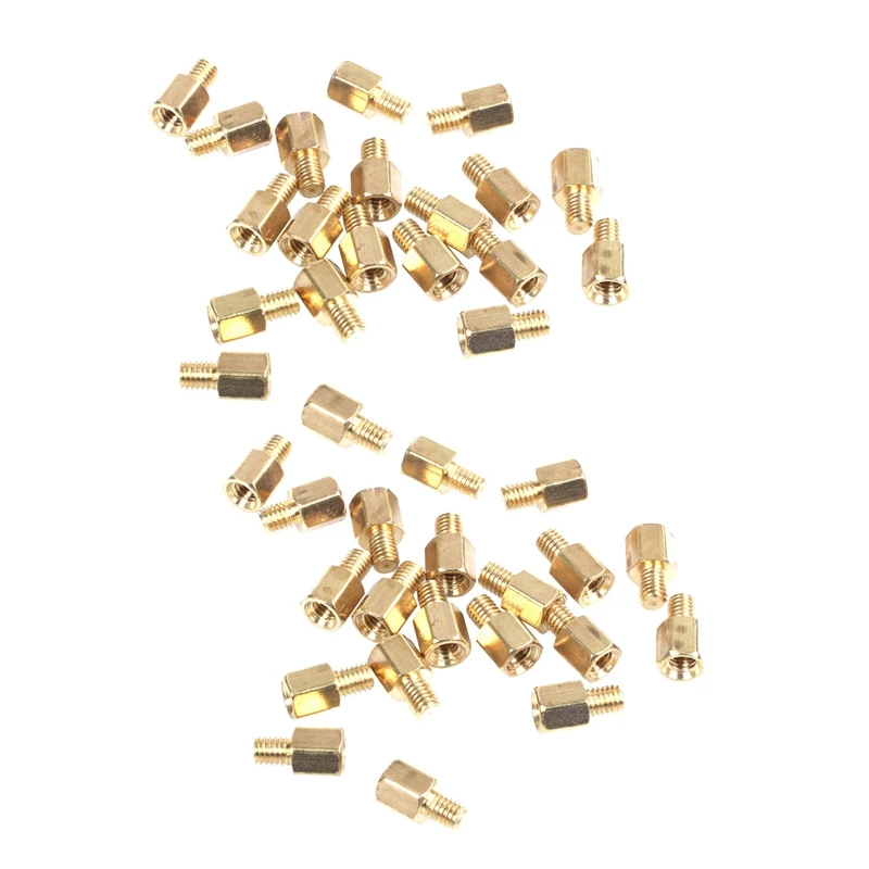 40 Pcs PC PCB Mainboard Spacer Hexagonal Brass M3 X 5 + 4 Mm