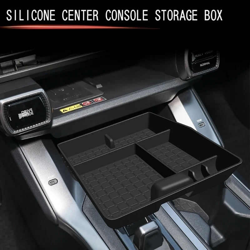 Vehicle Center Console Storage Tray with Separate Sections, Black Insert for Cards, and Other Small Everyday Items D7YA