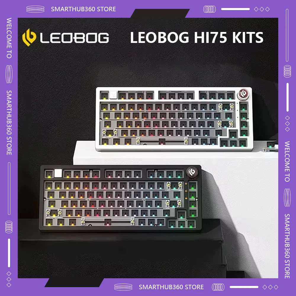 LEOBOG Hi75 Hot-Swap 81-Key Mechancial Keyboard RGB Backlit Gasket Mounted Kit Barebones Custom Aluminum Alloy Gaming Kits