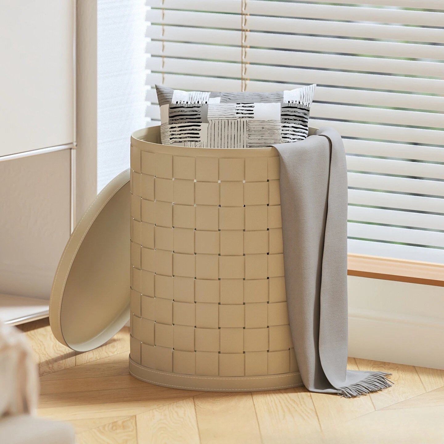 Household Dirty Basket Bedroom Clothes Storage With Lid Plush Toy Storage Bucket Bathroom Laundry Basket