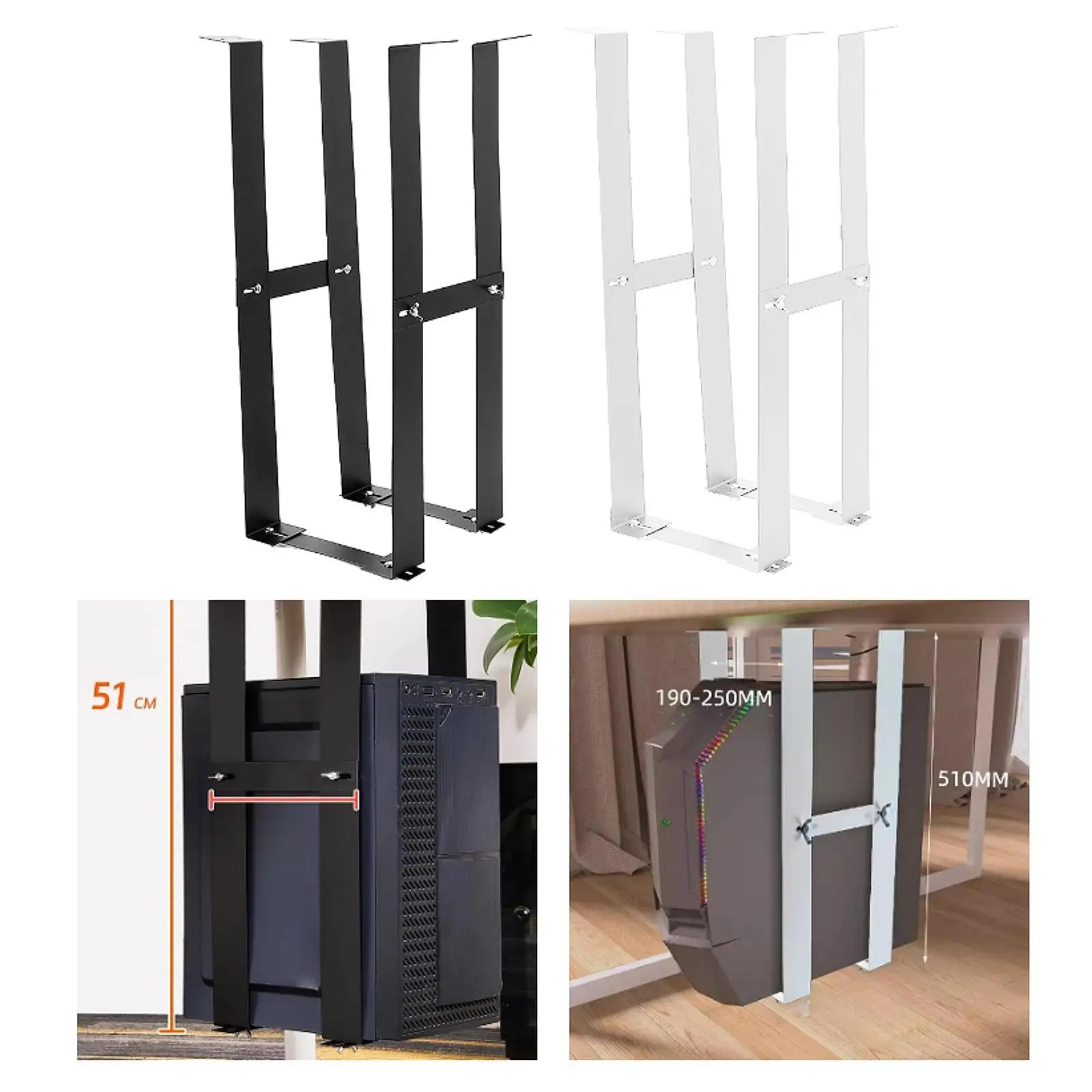 Computer Host Under Desk Mount Bracket Easy Installation Steel Accessories Space Saving Easy Access Adjustable Width CPU Bracket