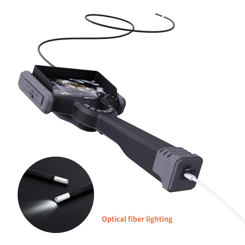 6'' IPS 1080P HD Portable Industrial Endoscope IP67 Waterproof Fiber Optic Illumination 360 Articulation