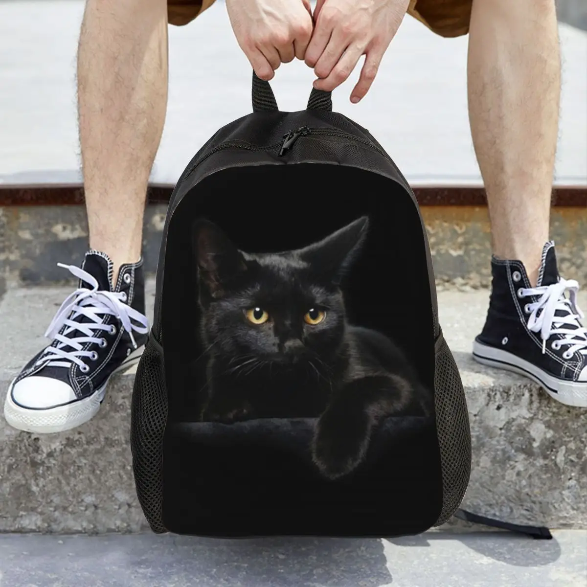 

Black Cat Backpack Hot Sale Daypack Large Capacity Boys Girls BookBag School Bag Shoulder Bags for Men Women
