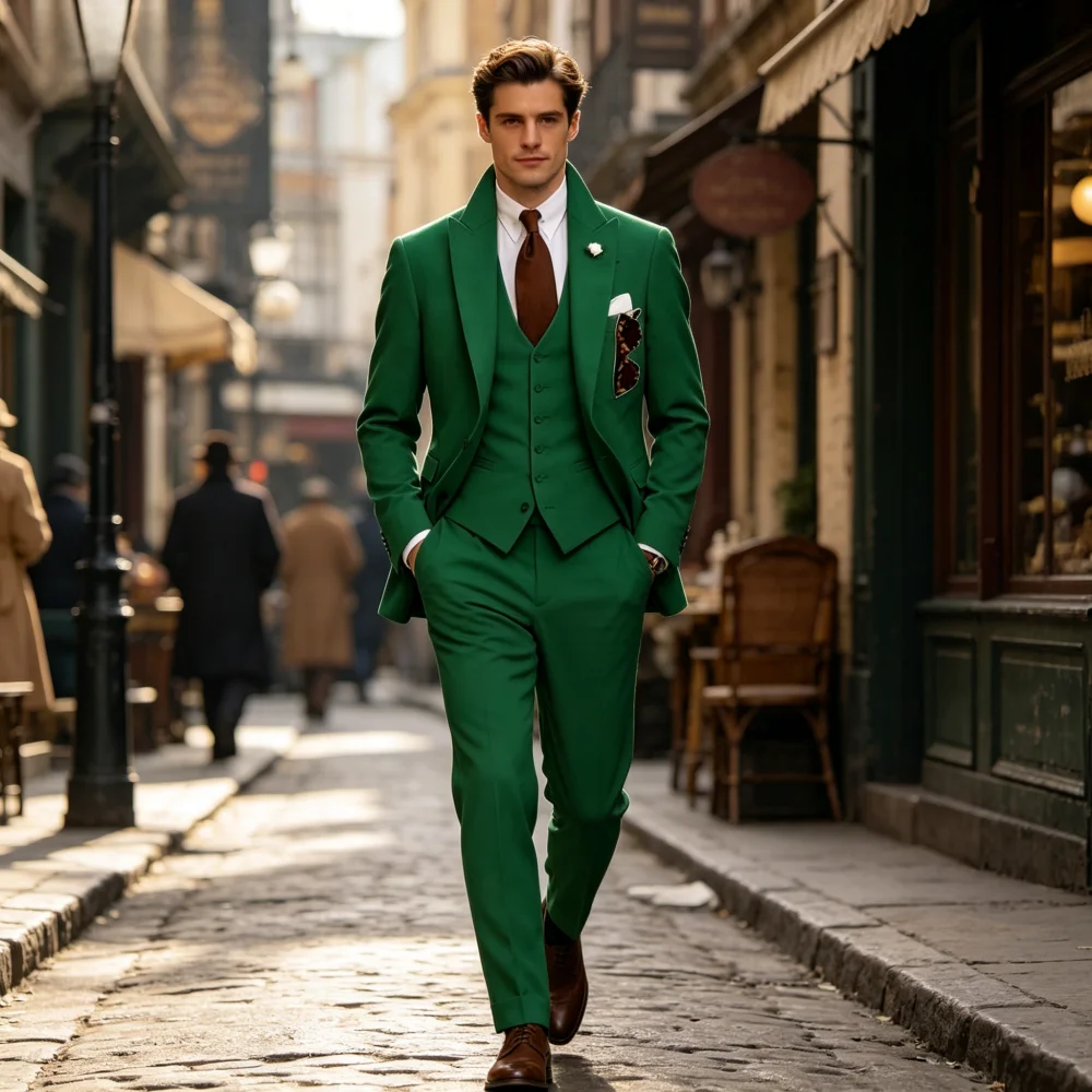 

3 Piece Extra Large Men's Tuxedos for Wedding Groomsmen Smoking Business Dance Blazer Suit Sets Male Outfits Blazer Trajes