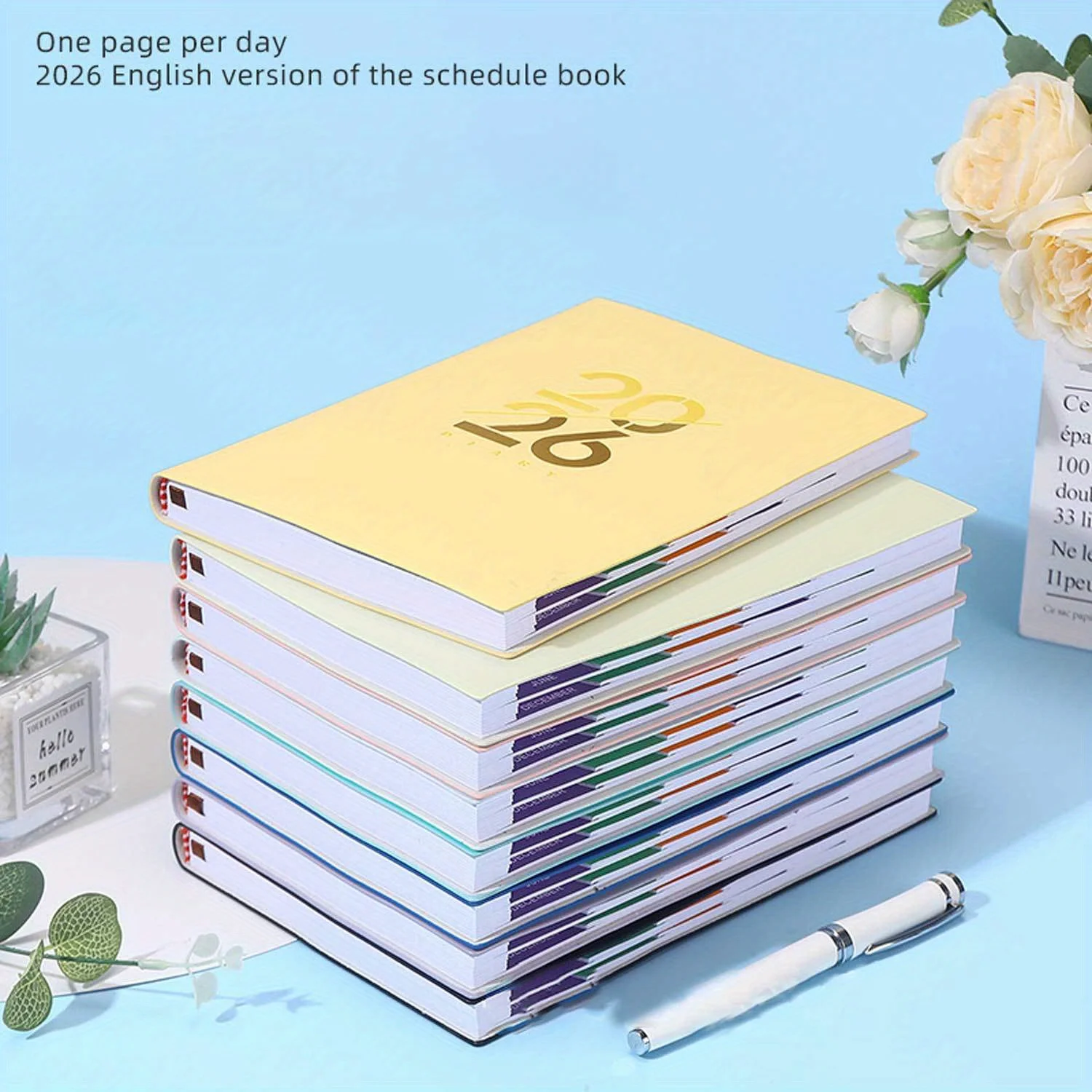 جدول 2026 - خطة تشطيب من الجلد الصناعي، مع تخطيطات شهرية وتسجيل ذاتي وإدارة الوقت