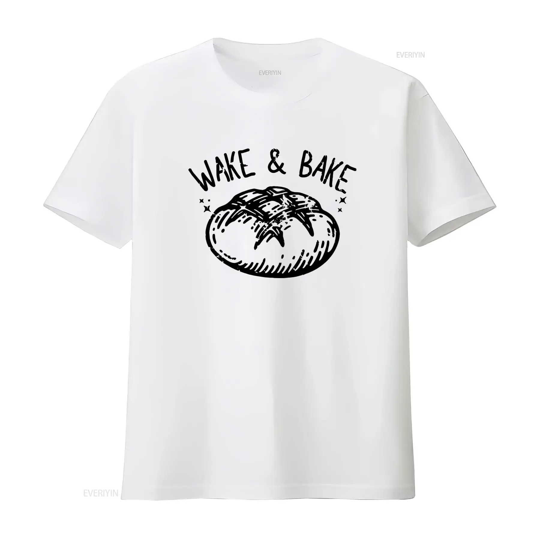 Wake And Bake T Shirt Funny Baking Design for Women Sourdough Bread Lover vintage Washed graphic Casual Breathable Versatile