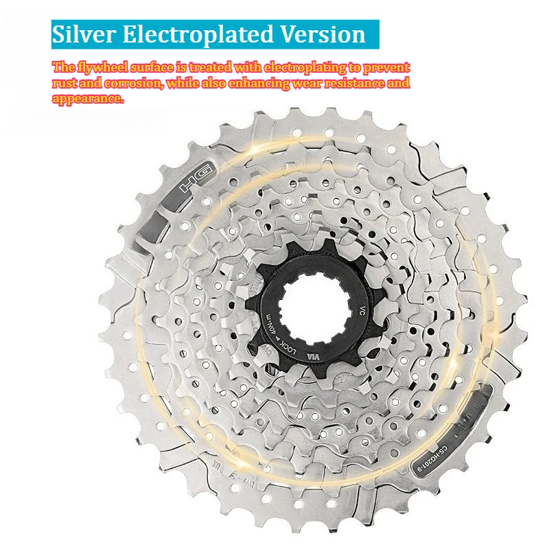 HG200-9 Cassette Flywheel, Mountain Bike 9/27 Speed Cassette 32T 34T 36T view 3