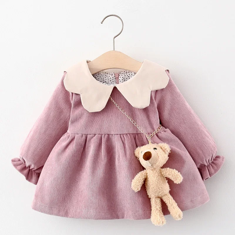 9 12 18 24 Months Newborn Girl Dress Cute Bear Spring Autumn Baby Girl Clothes Christmas Birthday Party Dress Children Clothing