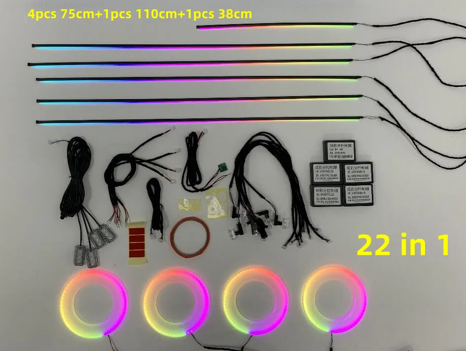 TPYCBX 14 in 1 18 in 1 64 Farbe RGB Symphonie Auto Atmosphäre Innen LED Acryl Guide Fiber Optic Universal Dekoration umgebungs Lichter 7