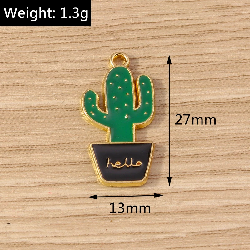 Tusember 10 Stück niedliche Pflanzen-Kaktus-Anhänger, Rosenblüten-Anhänger für handgefertigten Schmuck, Armbänder, Halsketten, Ohrringe – Detail 12