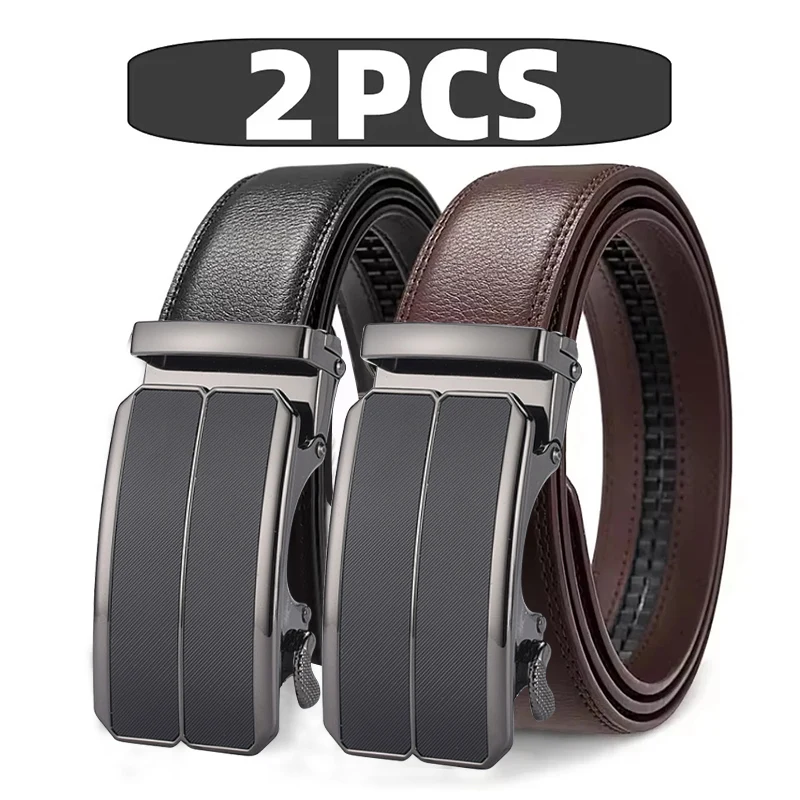 

Мужской автоматический регулируемый ремень с защелкой, коричневый/черный, высококачественный ремень из натуральной кожи, деловой повседневный ремень для мужчин