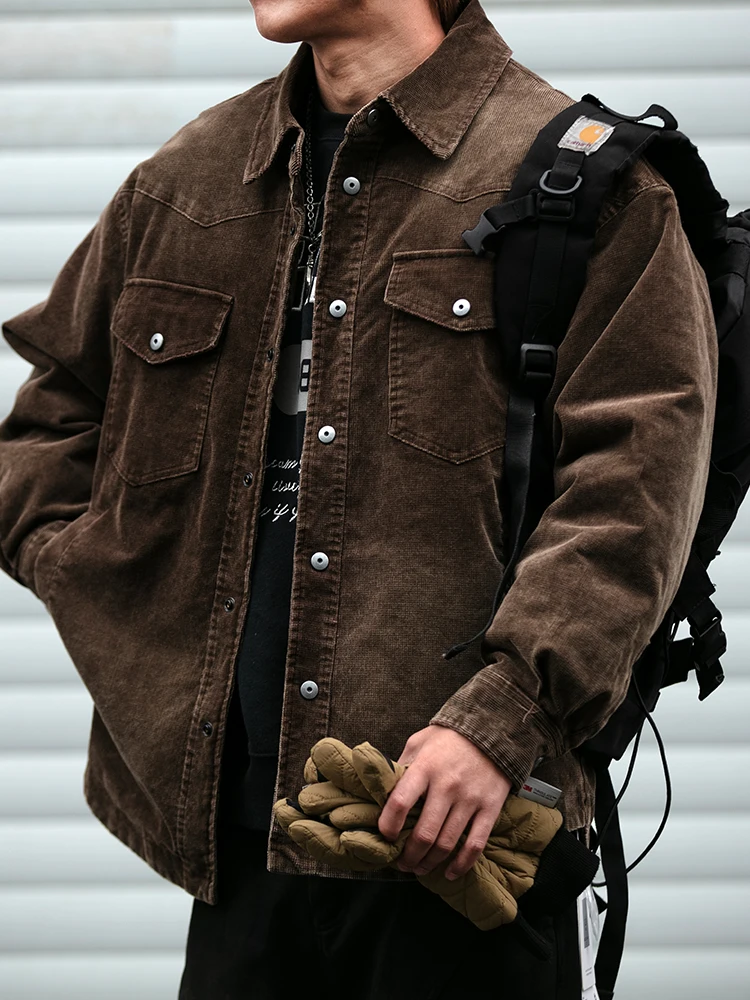 سترة رجالي يابانية عتيقة مغسولة سروال قصير للخريف والشتاء بطة بيضاء خفيفة الوزن دافئة عالية الجودة معطف مبطن منتفخ