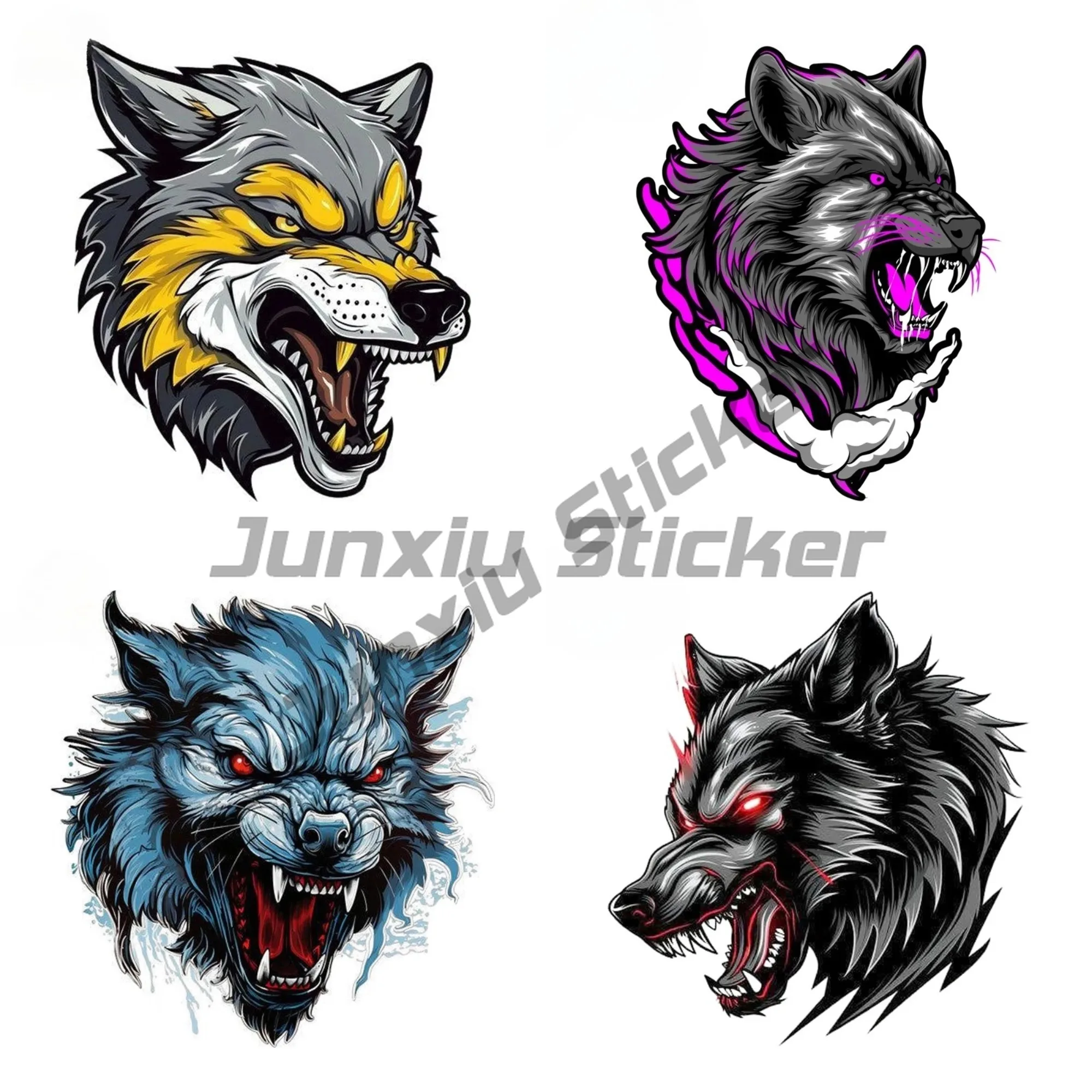 

Fierce Wolf Head Car Bumper Window Stickers Windshield Rearview Mirror Decals Scratch-Proof PVC ATV RV VAN Decoration