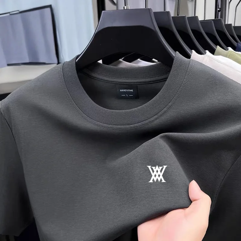 High end brand men's short sleeved T-shirt printed design round neck top 2026 summer new cotton blend casual solid color T-shirt - view 2