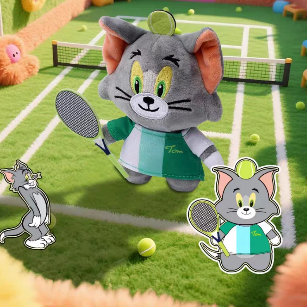 Anime genuino Tom y Jerry serie deportiva muñeco de peluche Kawaii dibujos animados baloncesto Tom surf Jerry mochila muñecas decorativas regalos
