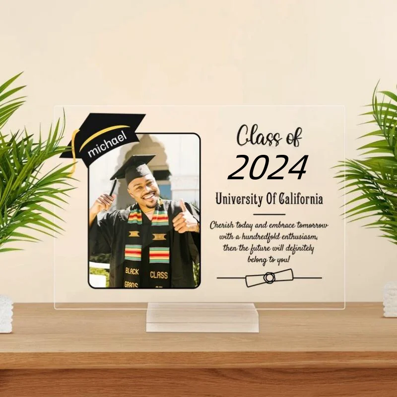 

Personalized Acrylic Photo Frame Night Light Stand Base Graduate Memories Custom Picture Plaque Graduation Memorial Best Gift