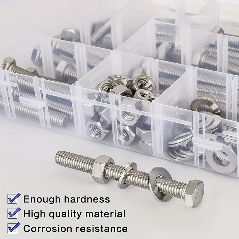 Stainless steel hexagonal bolts, screws, nuts, flat washers, spring washer sets, machine screws, agricultural tool screws