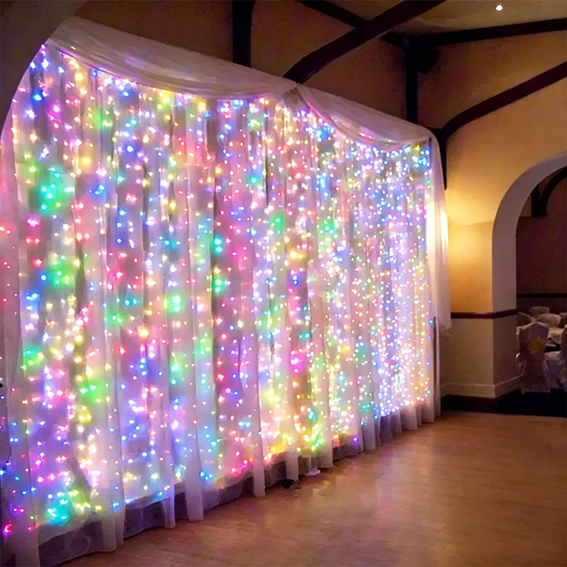 Christmas String Lights Curtain LED Light USB Plug 8 Modes Fairy Valentine's Day Halloween Garden Wedding Living Room Decoration