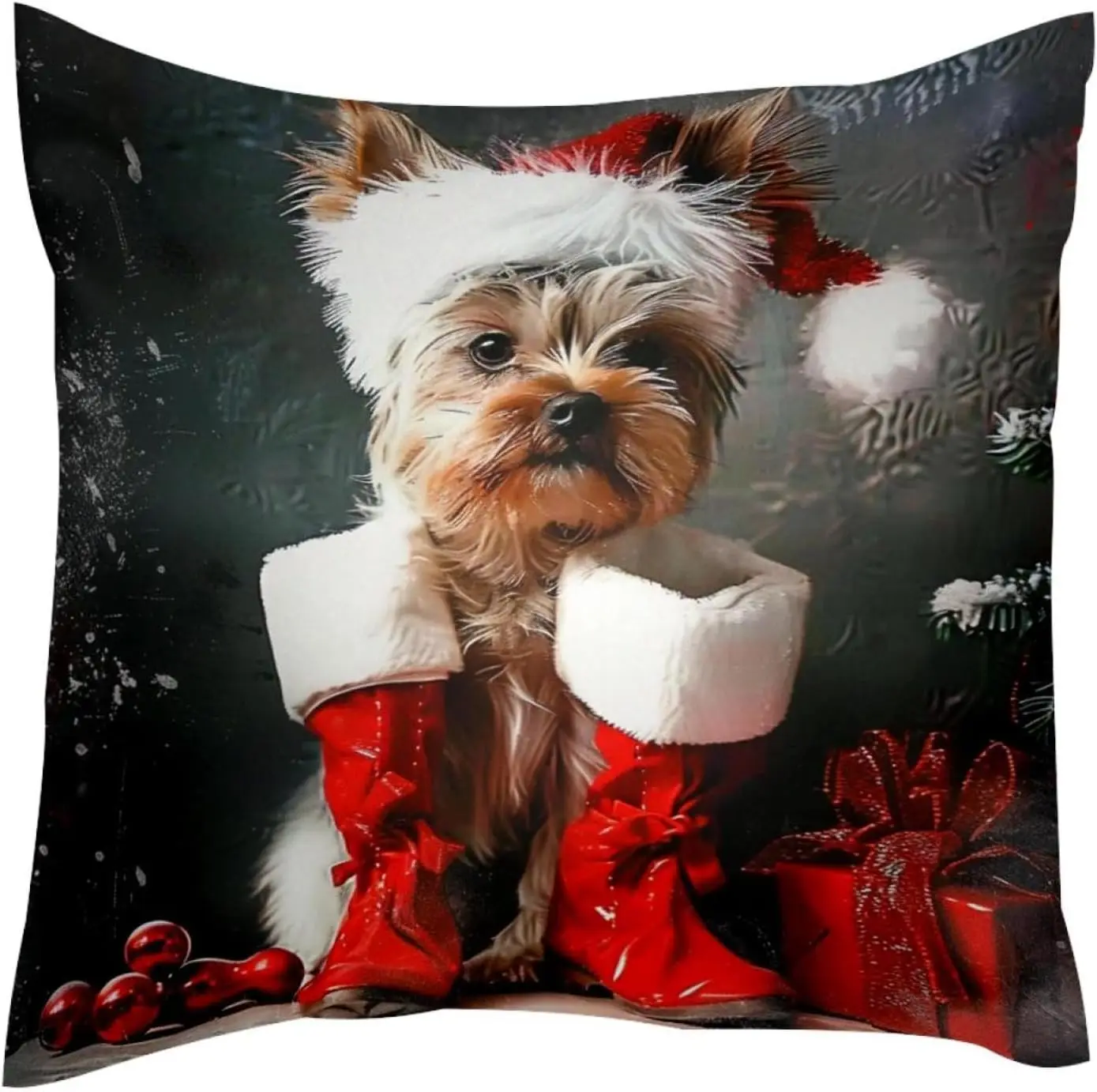 Decorative Pillow Covers,Throw Pillow Covers,Christmas Shihtzu Dog,1-Pc,20x20 in