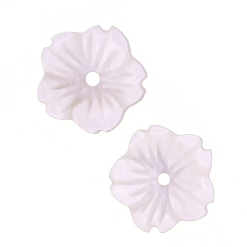 2PCS Natural White Shell Cute Flower Mother of Pearl Charms Pendant DIY